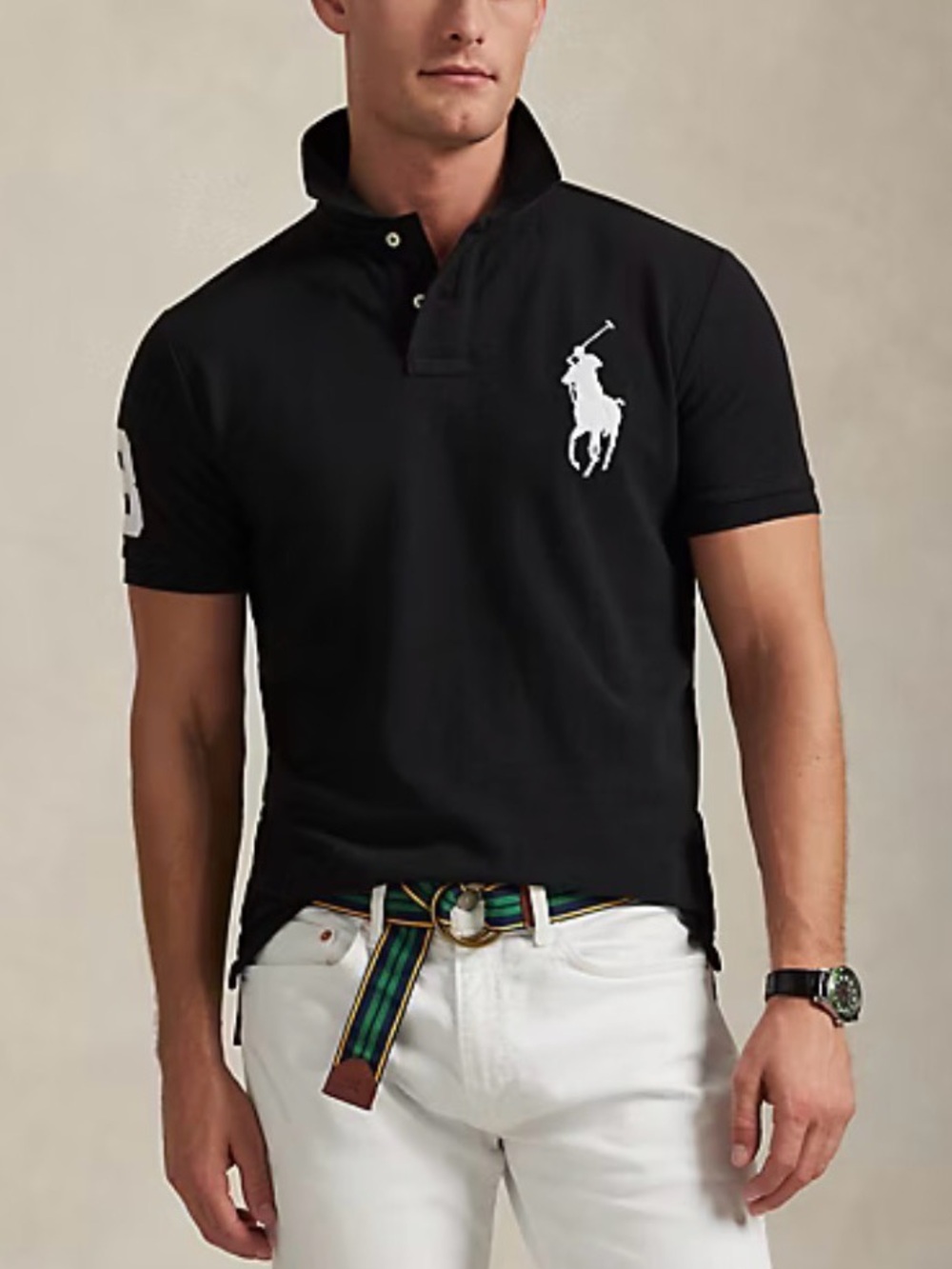 Polo Ralph Lauren Men’s Custom Slim Fit Polo Shirt Black Big Pony Preppy Medium
